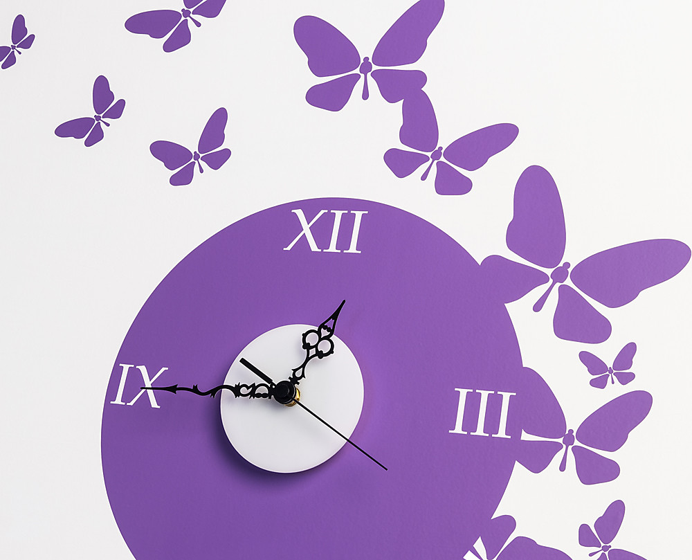 Orologio farfalle decorazione adesiva da parete