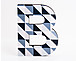 lettera in legno B trama quadratini blu diagonale