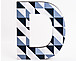 lettera in legno D trama quadratini blu diagonale