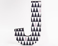 wood letter J with grey triangles texture