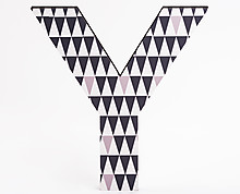 wood letter Y with grey triangles texture