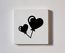 heart ballons  - decorative wood tile