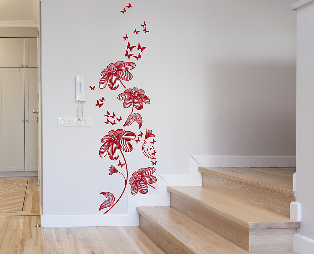 Fiori adesivi decorazioni da parete, stickers murali floreali